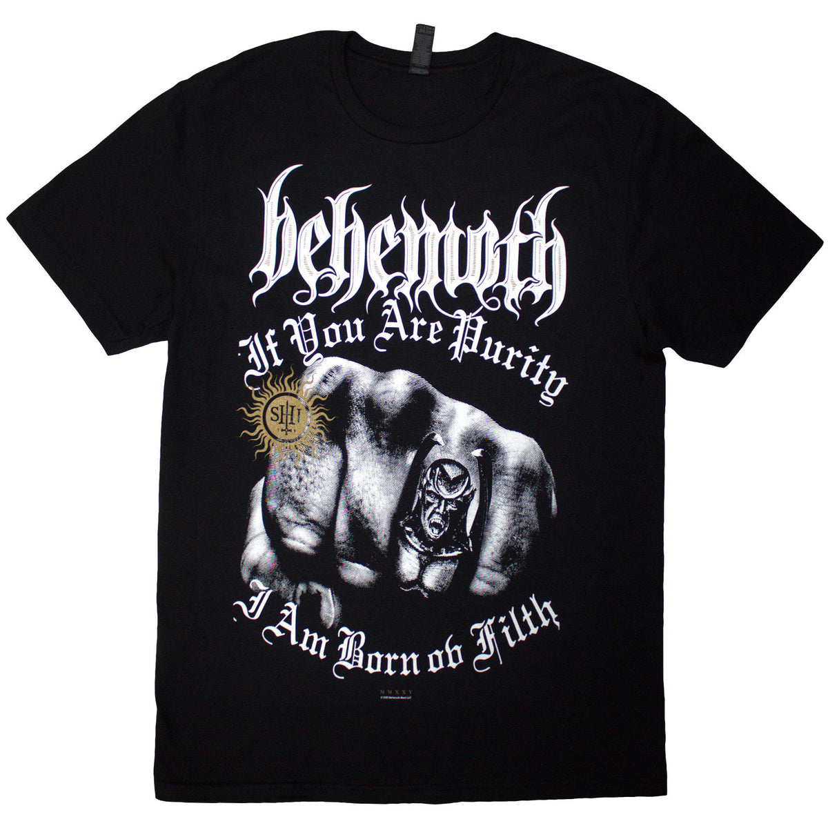 Behemoth Unisex T-Shirt: The Shit Ov God Purity Fist (Black) (Back Print)