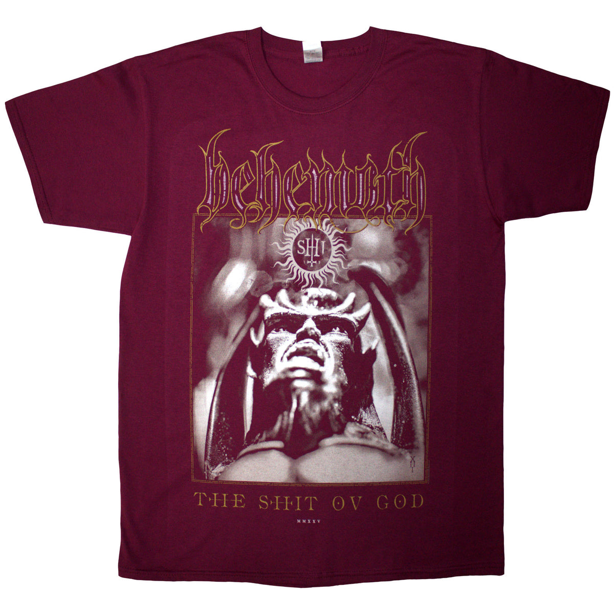 Behemoth Unisex T-Shirt: The Shit Ov God Cover (Red) (Back Print)