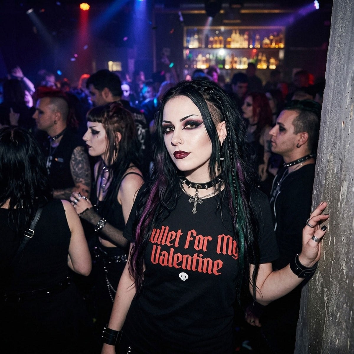Bullet For My Valentine Unisex Premium Carbon T-Shirt: Bring Out The Knives (Black) (Back Print)