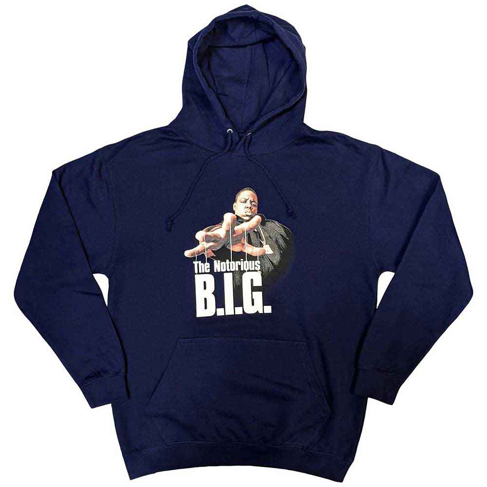Biggie Smalls Unisex Pullover Hoodie: Reachstrings (Navy Blue)
