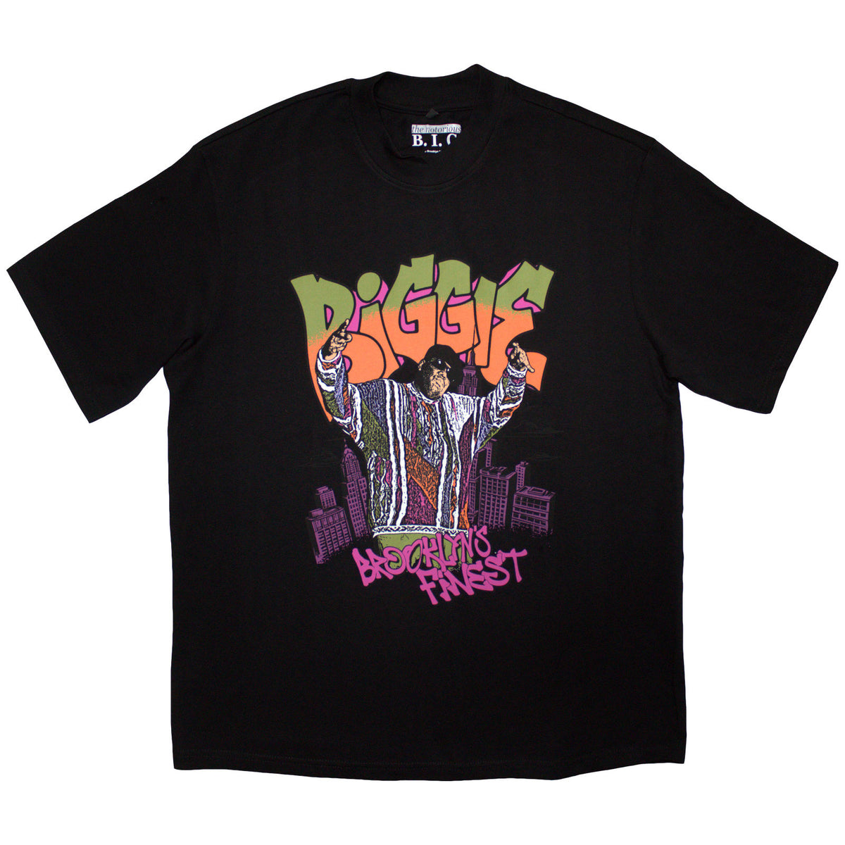 Biggie Smalls Unisex Oversized Boxy T-Shirt: Cartoon Graffiti (Black)