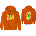 Billie Eilish Unisex Pullover Hoodie: Airbrush Flames Blohsh (Orange) (Back Print)