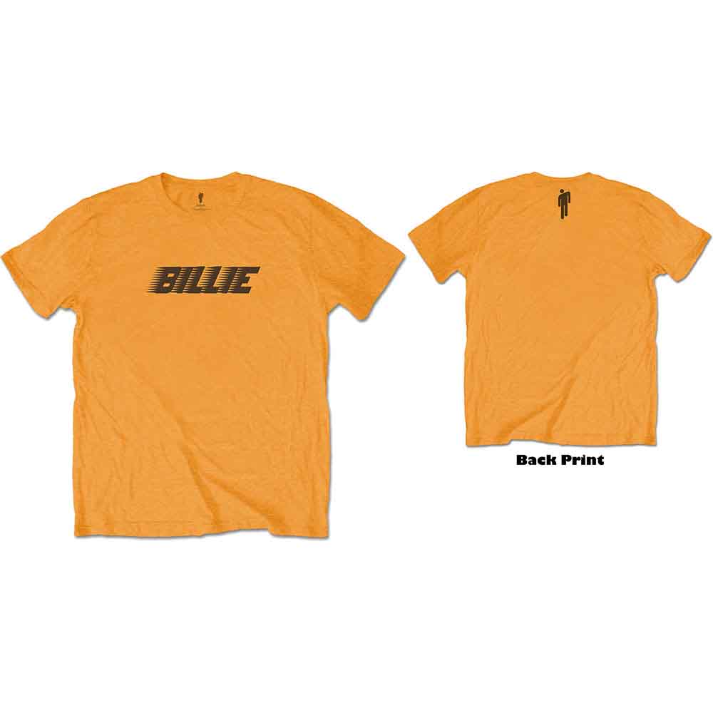 Billie Eilish Unisex T-Shirt: Racer Logo & Blohsh (Orange) (Back Print)