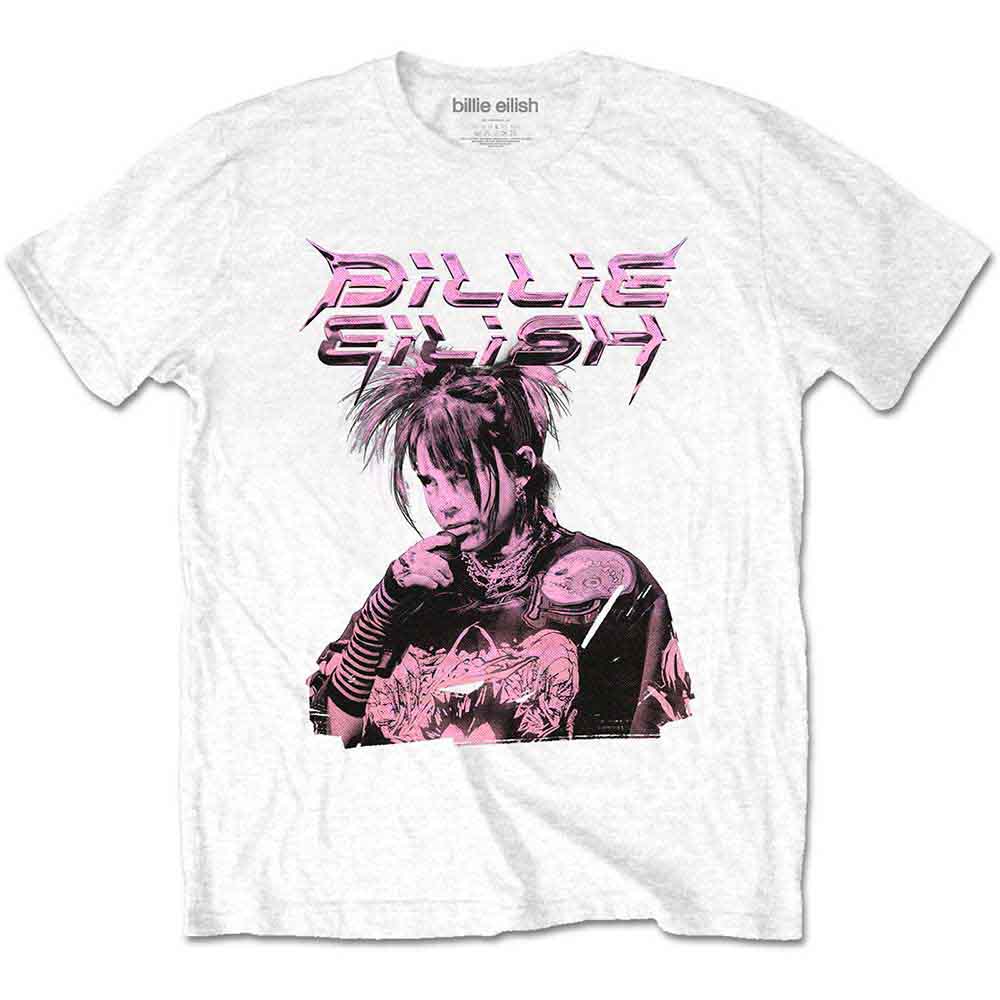 Billie Eilish Unisex T-Shirt: Purple Illustration (White)