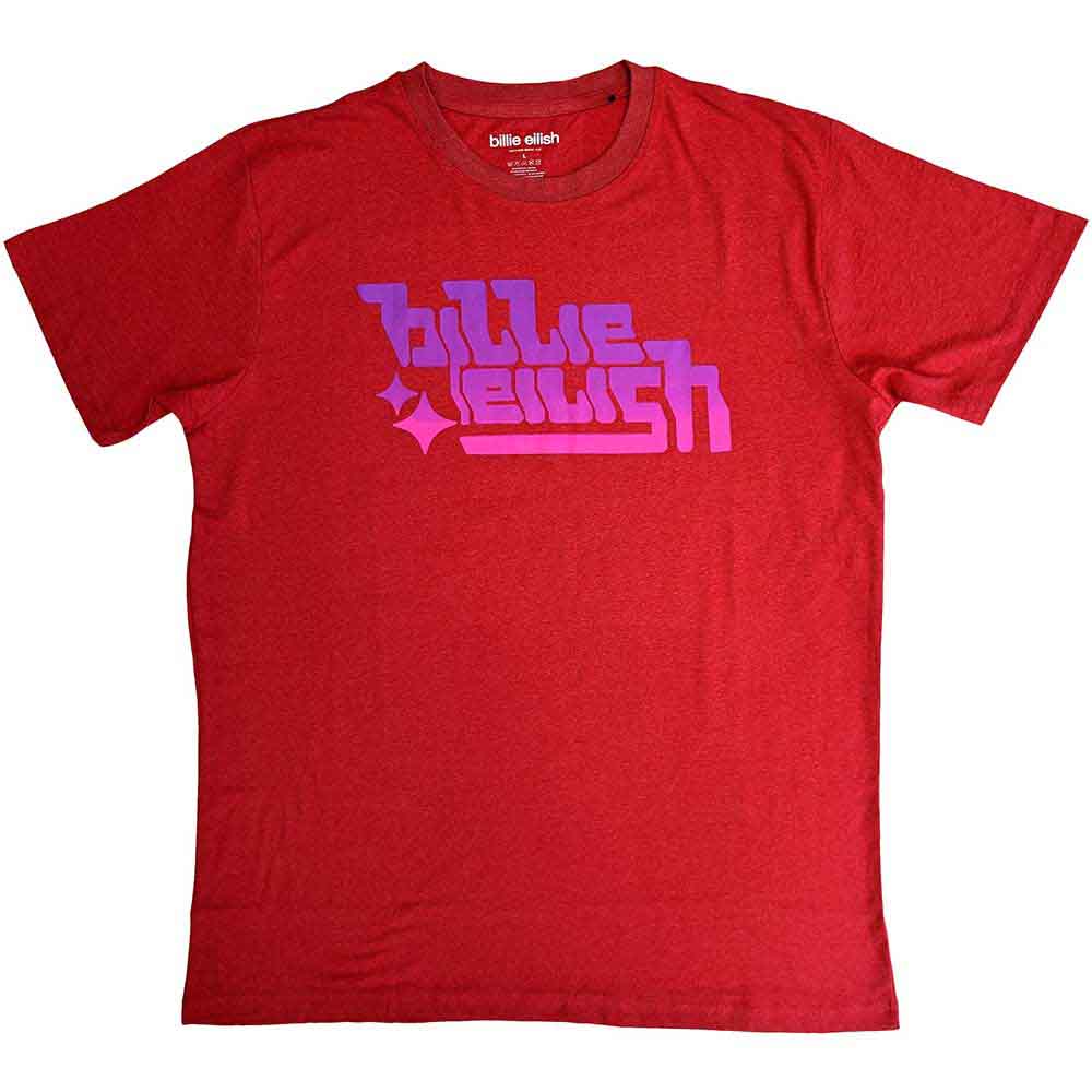 Billie Eilish Unisex T-Shirt: Purple Logo (Red)
