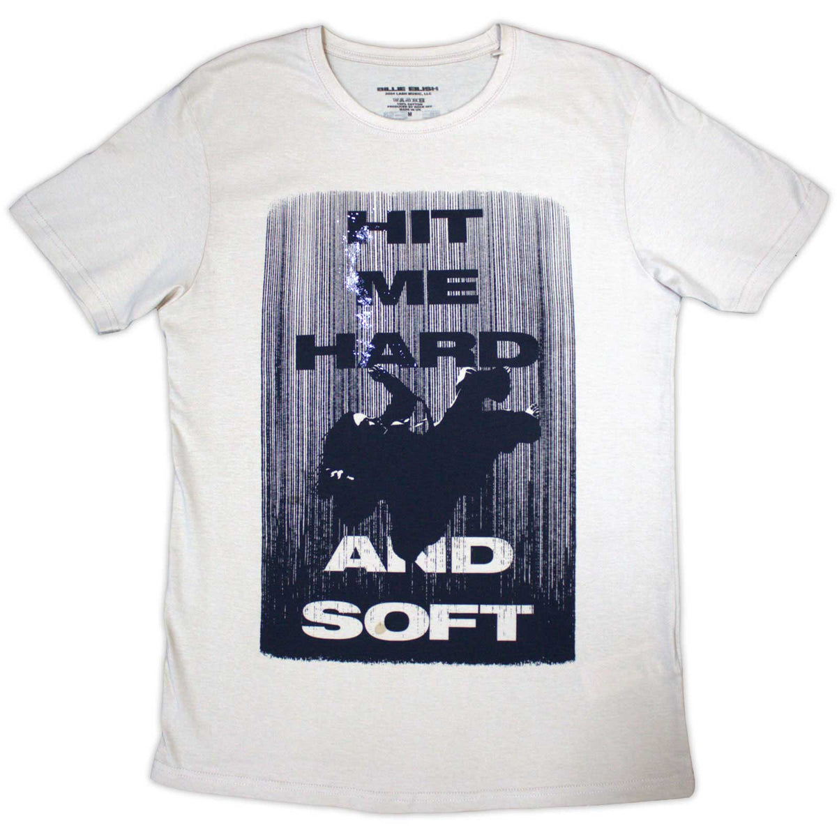 Billie Eilish Unisex T-Shirt: Hit Me Hard And Soft Falling (Natural) (Back Print)