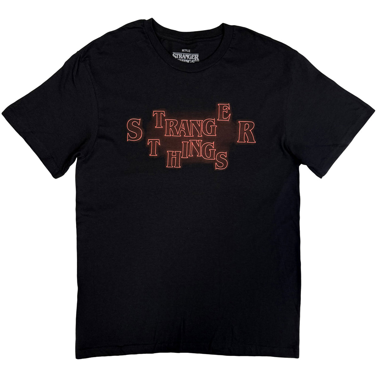 Stranger Things Unisex T-Shirt: Neon Logo (Black)