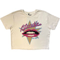 Blondie Ladies Stone Wash Crop Top: Lips (White)