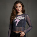 Blondie Ladies: Lightning Strike Long Sleeve Mesh Crop Top (Purple)