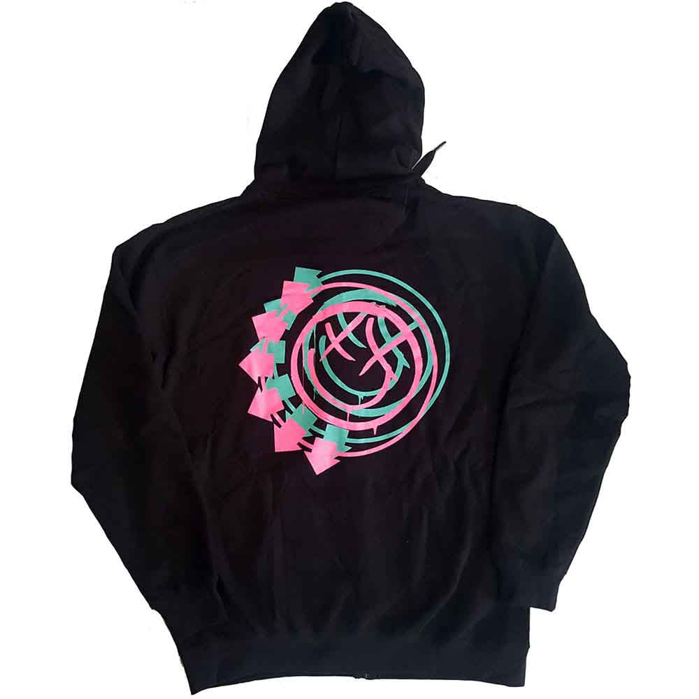 Blink-182 Unisex Zipped Hoodie: Double Six Arrow Smile (Black) (Back Print)