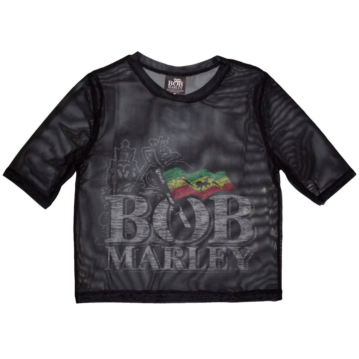 Bob Marley Ladies Mesh Crop Top: Logo (Black)