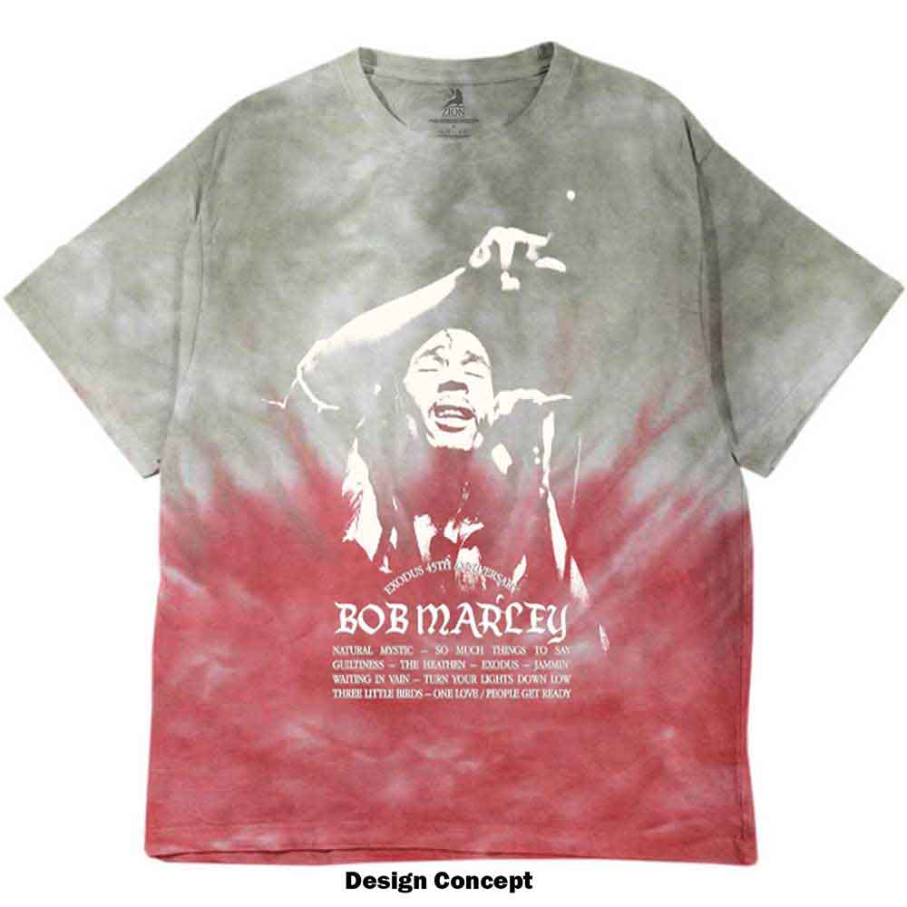 Bob Marley Unisex T-Shirt: Exodus Playlist (Red) (Wash Collection)