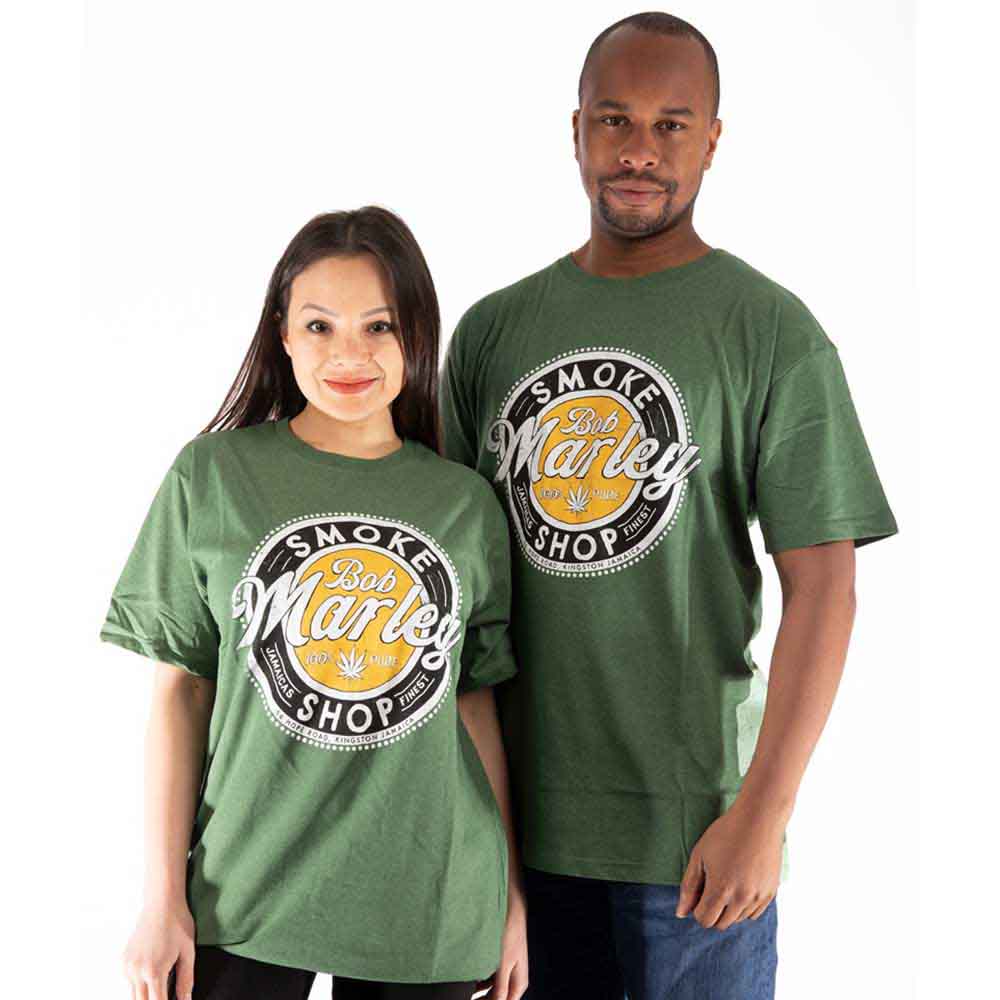 Bob Marley Unisex T-Shirt: Smoke Shop (Green)