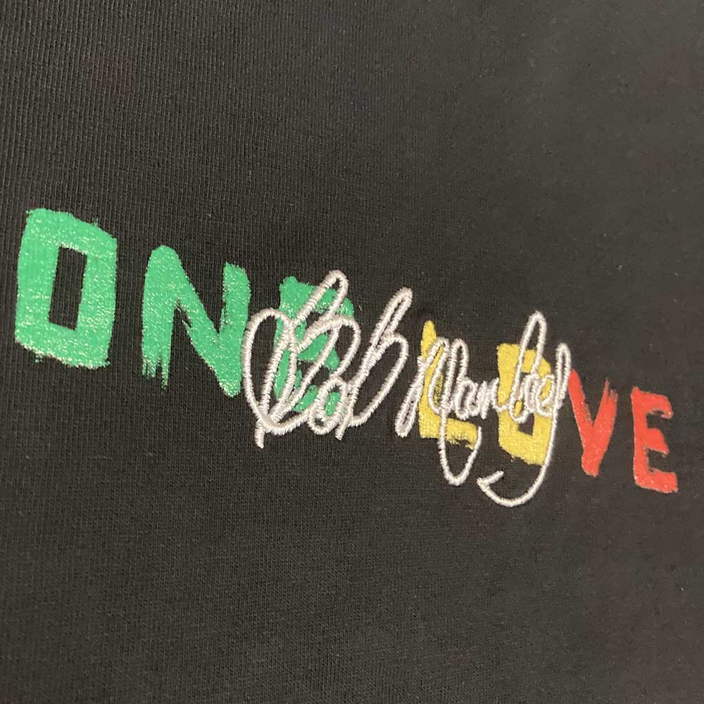 Bob Marley Unisex T-Shirt: One Love Portrait (Black) (Back Print & Embellished)