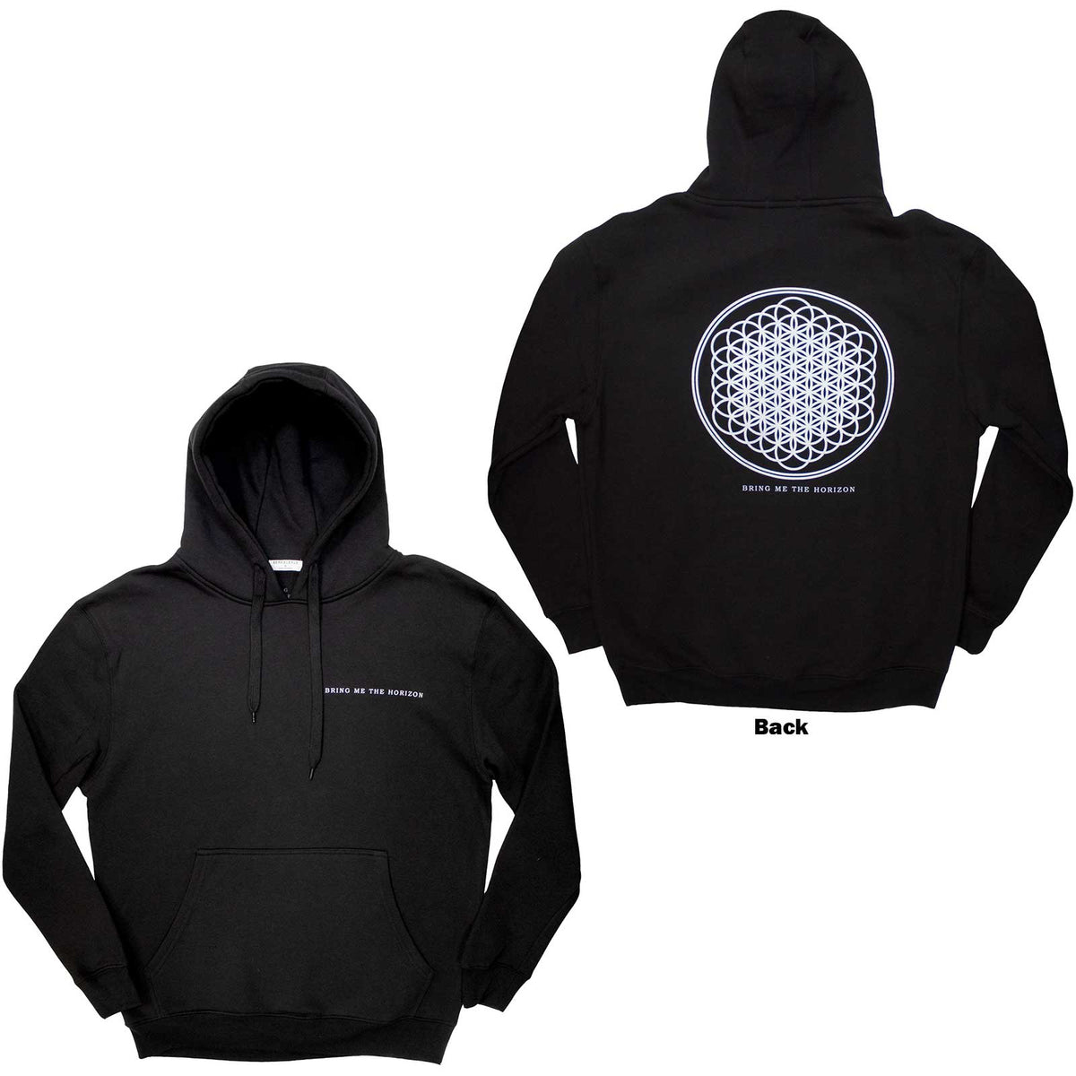 Bring Me The Horizon Unisex Pullover Hoodie: Flower of Life (Black) (Back Print)