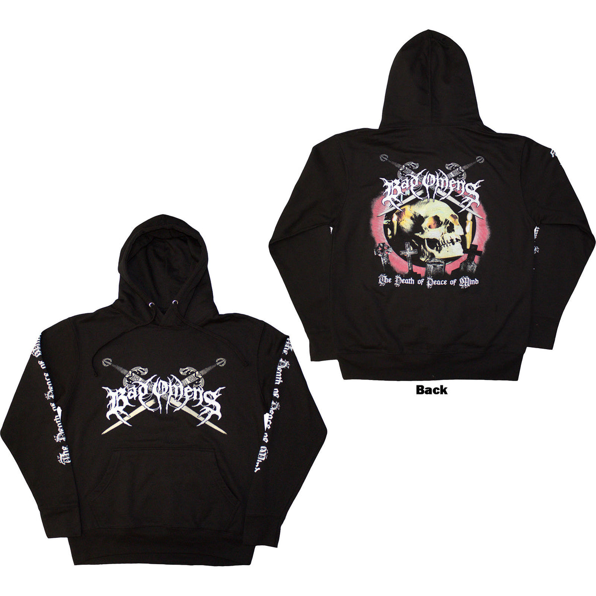 Bad Omens Unisex Pullover Hoodie: Skull and Candles (Black) (Back Print)