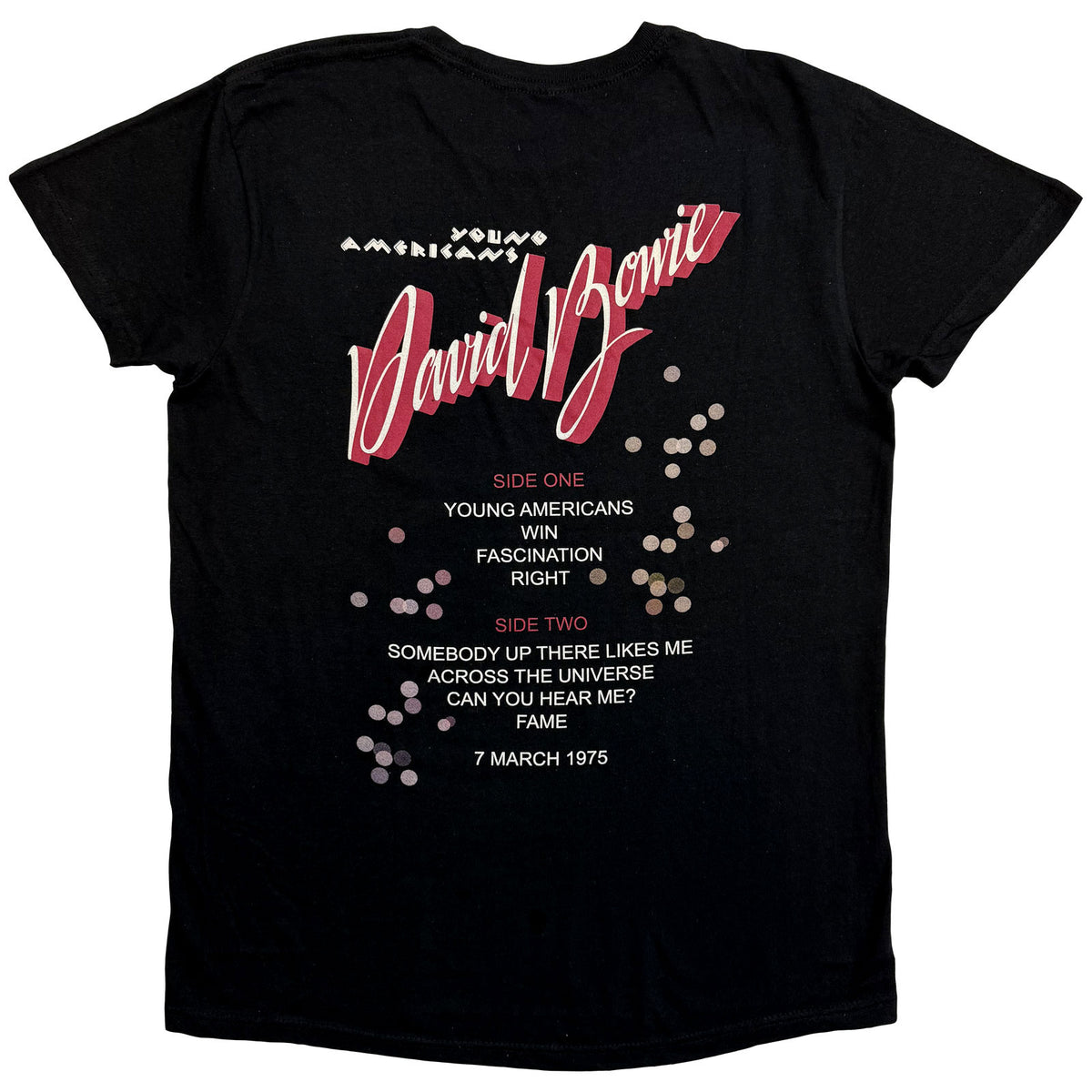 David Bowie Unisex T-Shirt: Young Americans (Black) (Back Print)