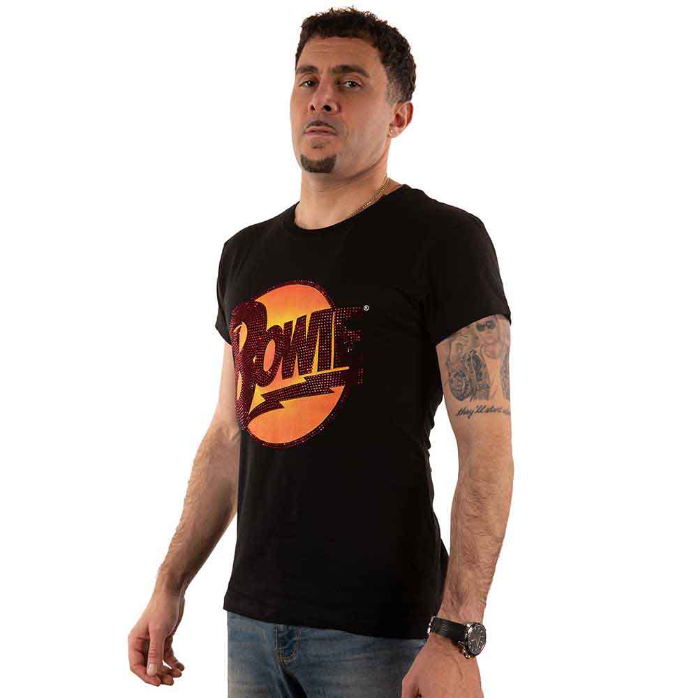 David Bowie Unisex T-Shirt: Diamond Dogs Logo (Black) (Embellished)
