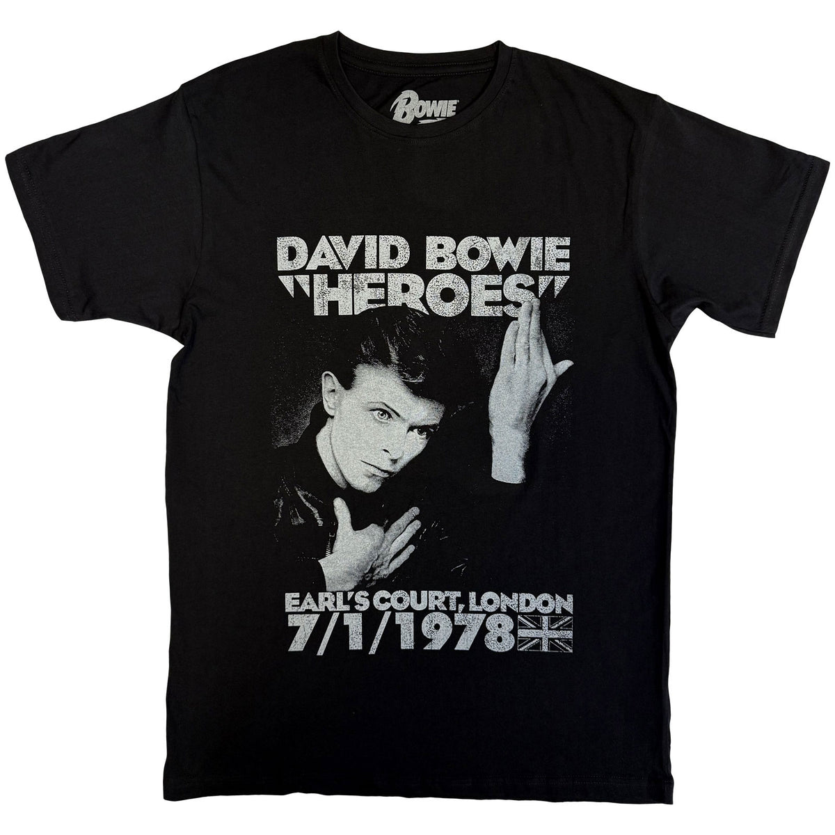 David Bowie Unisex T-Shirt: Heroes Earls Court (Black)