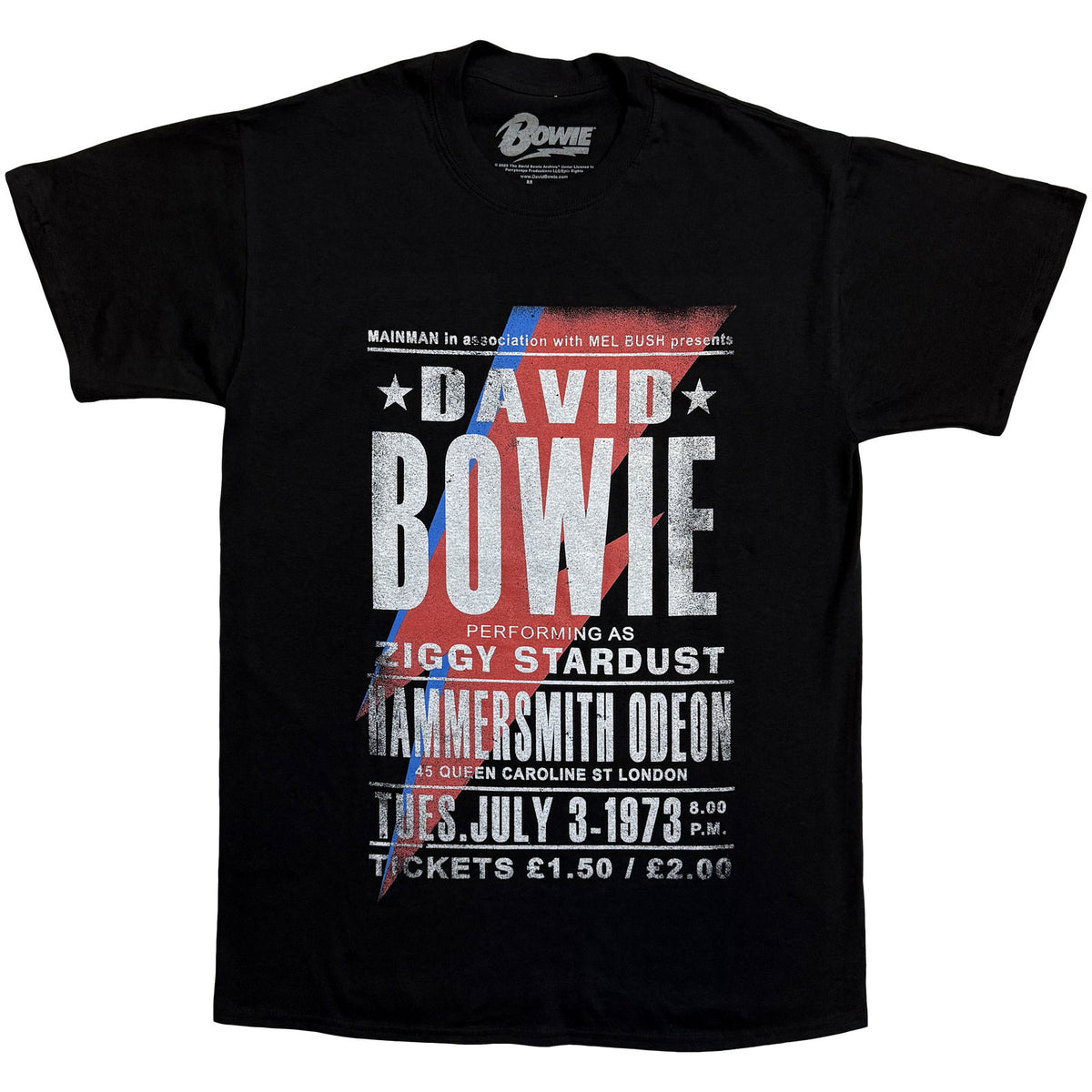 David Bowie Unisex T-Shirt: Hammersmith Odeon (Black)
