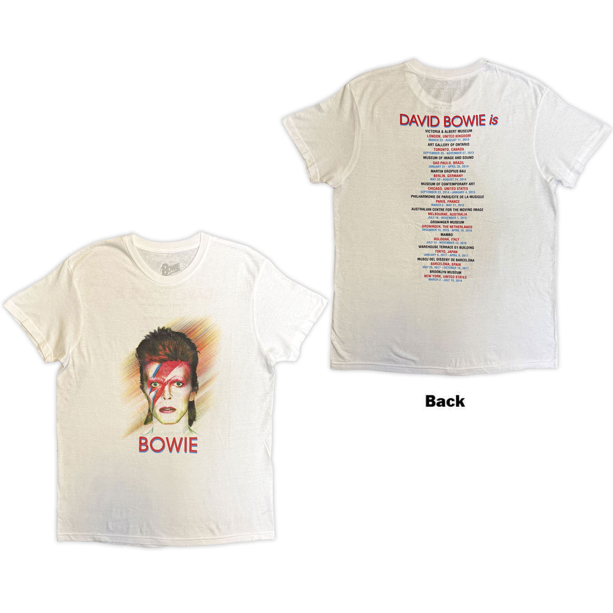 David Bowie Unisex T-Shirt: Bowie Is (White) (Back Print)