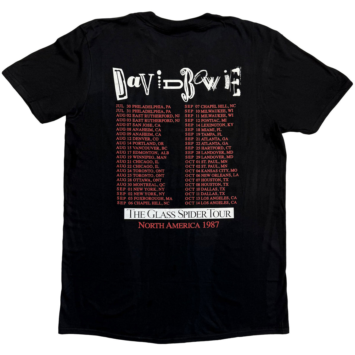 David Bowie Unisex T-Shirt: Glass Spider Tour (Black) (Back Print)