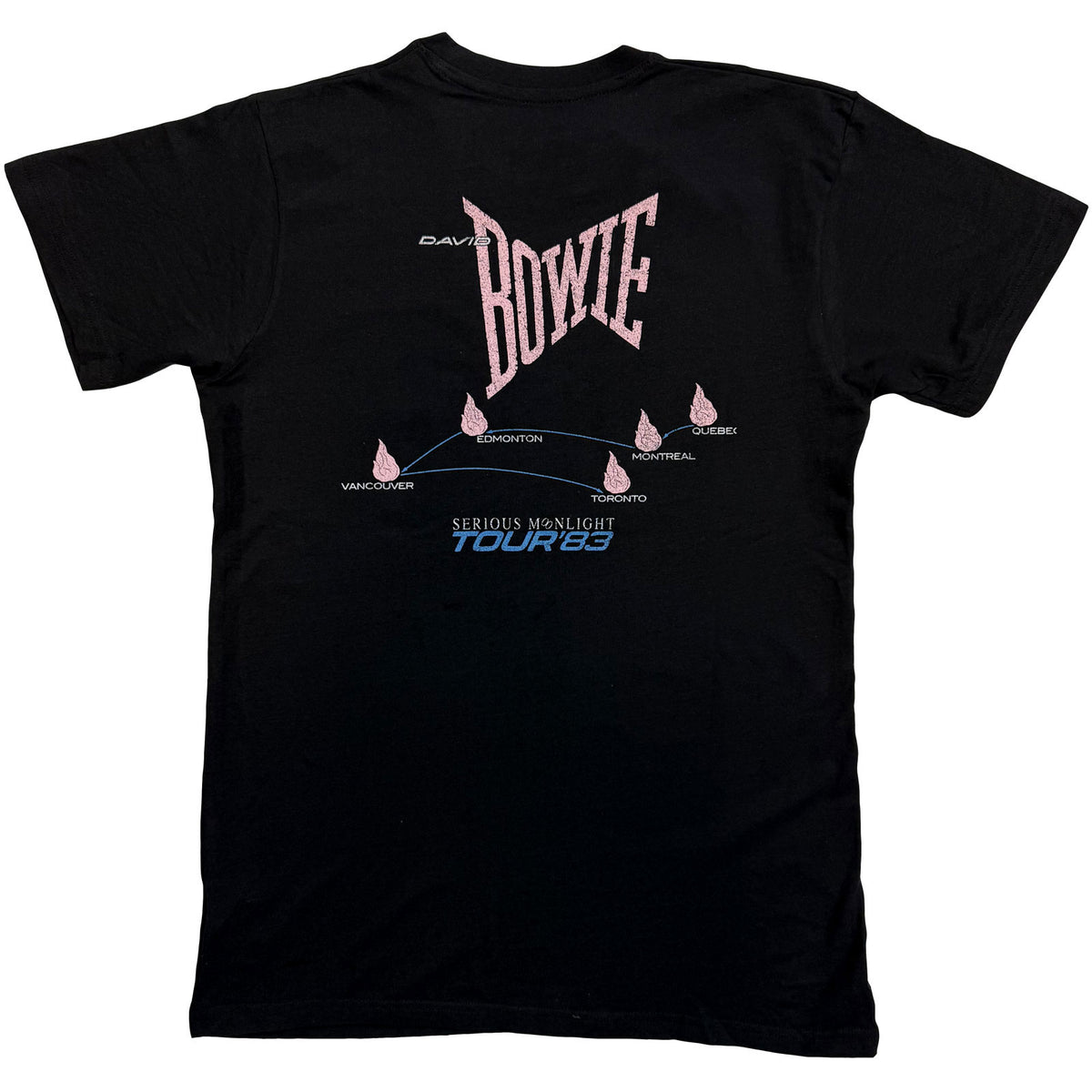 David Bowie Unisex T-Shirt: 83' Tour (Black) (Back Print)