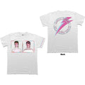 David Bowie Unisex T-Shirt: Aladdin Sane Photos (White) (Back & Sleeve Print)