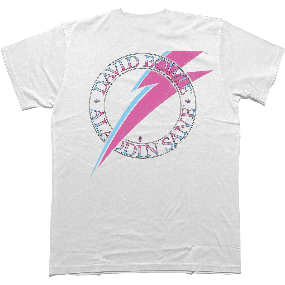 David Bowie Unisex T-Shirt: Aladdin Sane Photos (White) (Back & Sleeve Print)