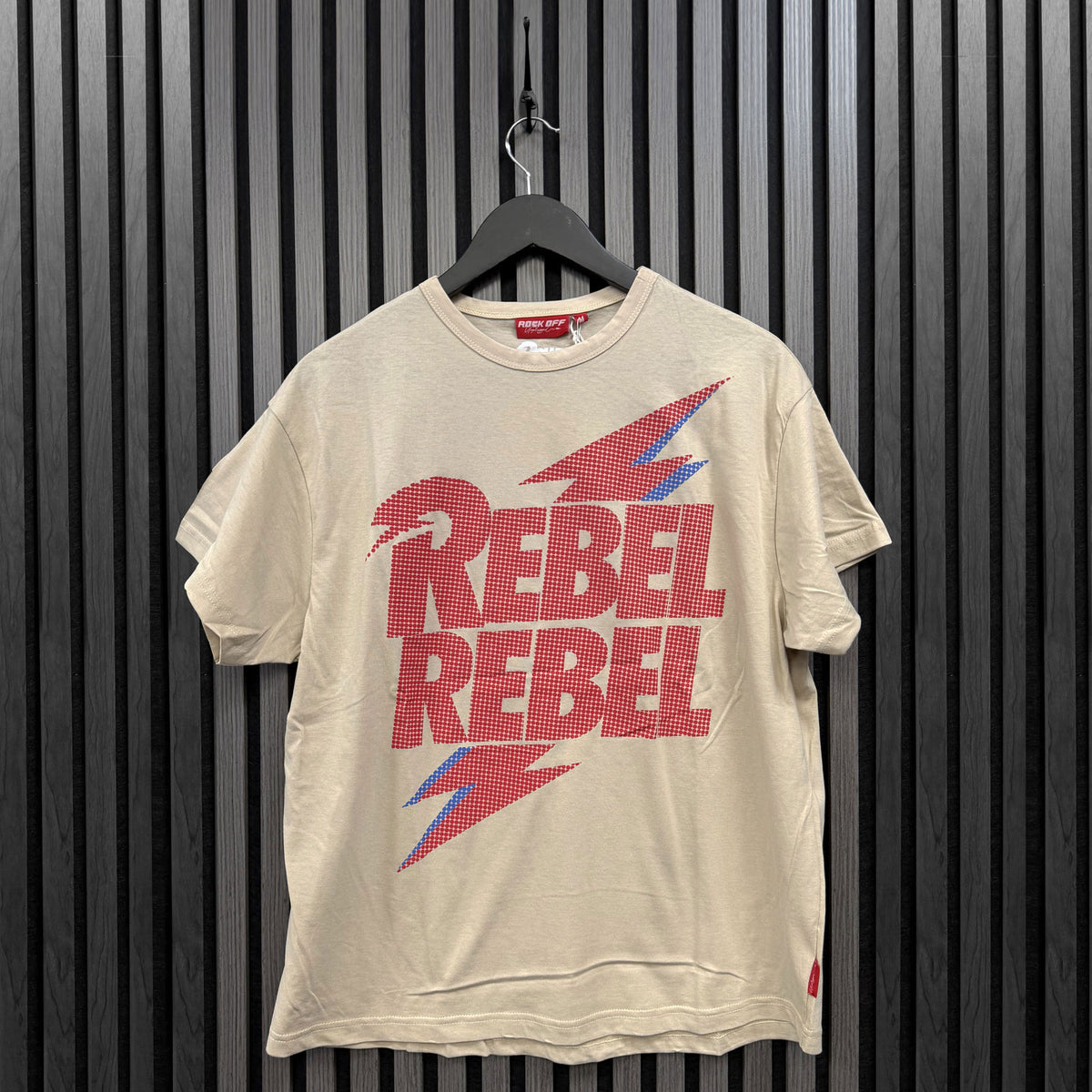 David Bowie Ladies Unplugged T-Shirt: Rebel Rebel Lightning Bolt (Natural)