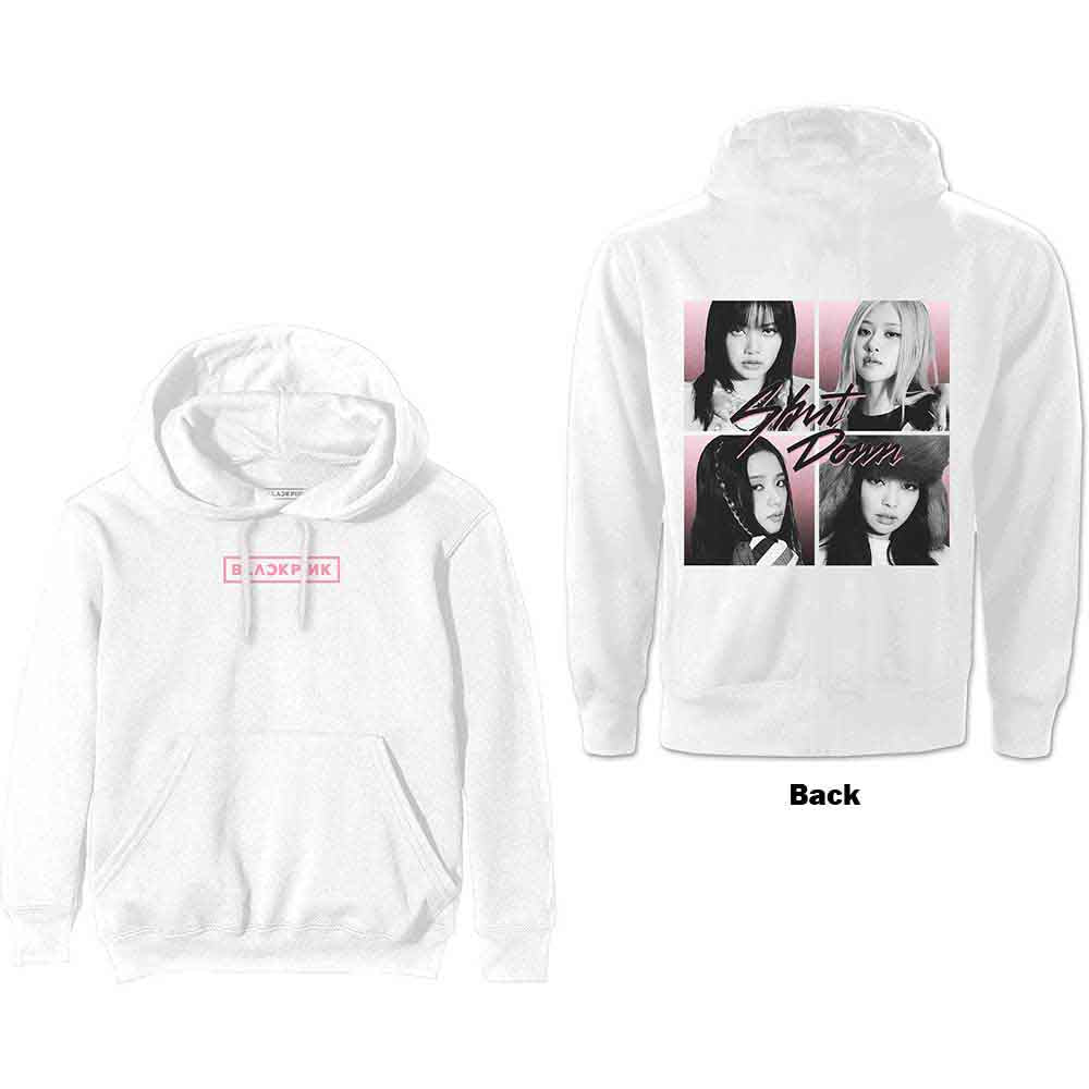 BlackPink Unisex Pullover Hoodie: Shut Down Photo Grid (White) (Back Print)