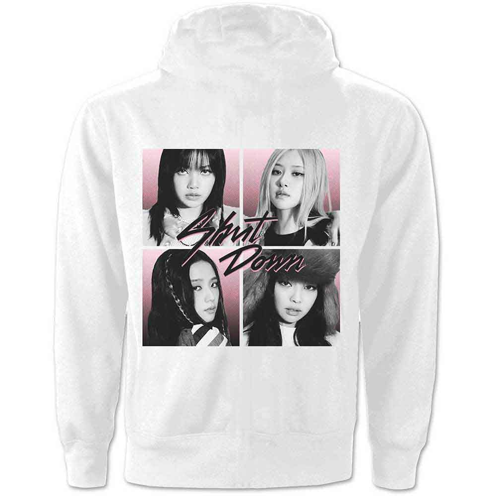 BlackPink Unisex Pullover Hoodie: Shut Down Photo Grid (White) (Back Print)