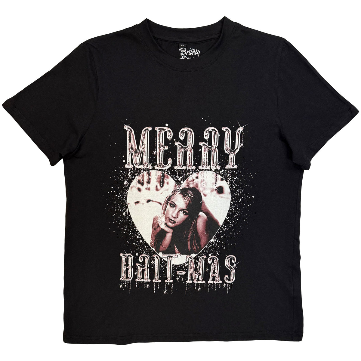 Britney Spears Ladies T-Shirt: Merry Britmas (Black)
