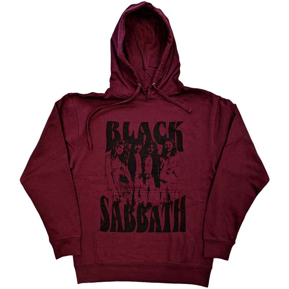 Black Sabbath Unisex Pullover Hoodie: Band and Logo (Maroon Red)