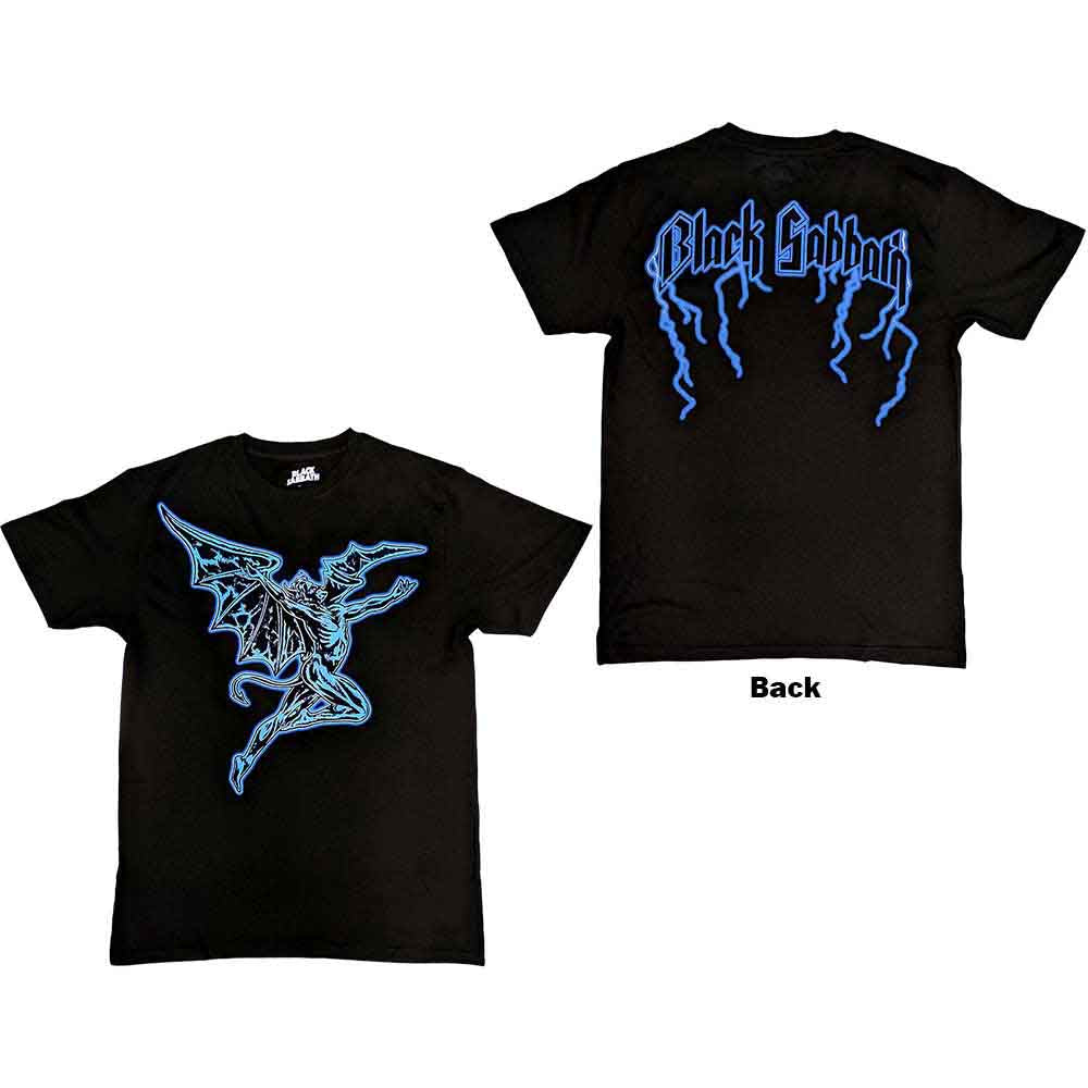 Black Sabbath Unisex T-Shirt: Lightning Henry (Black) (Back Print)