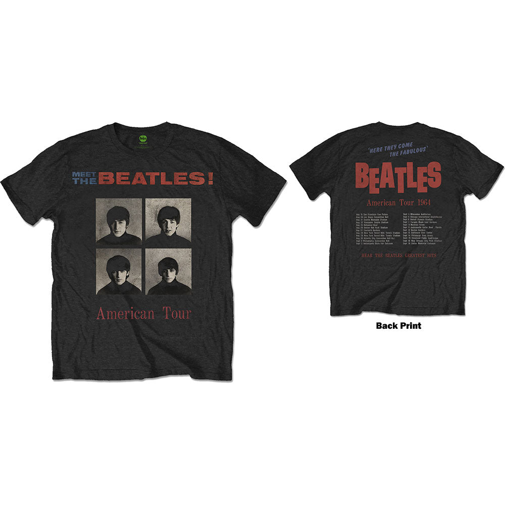 The Beatles Unisex T-Shirt: American Tour 1964 (Black) (Back Print)