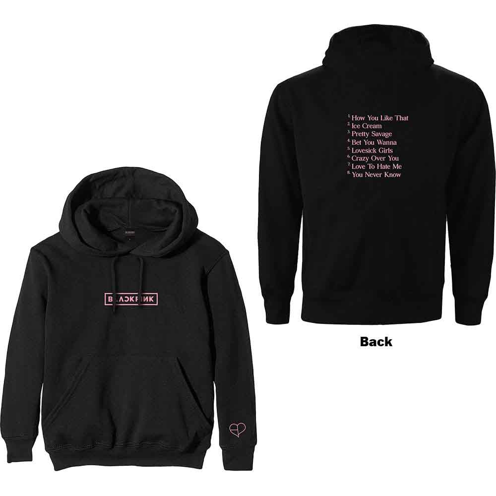 BlackPink Unisex Pullover Hoodie: The Album Tracklist (Black) (Back Print)