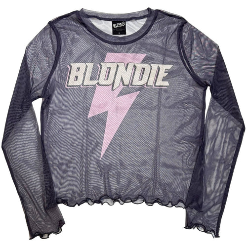 Blondie Ladies: Lightning Strike Long Sleeve Mesh Crop Top (Purple)