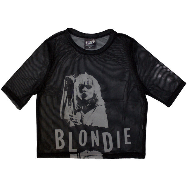 Blondie: Mic Stand Ladies Mesh Crop Top (Black)
