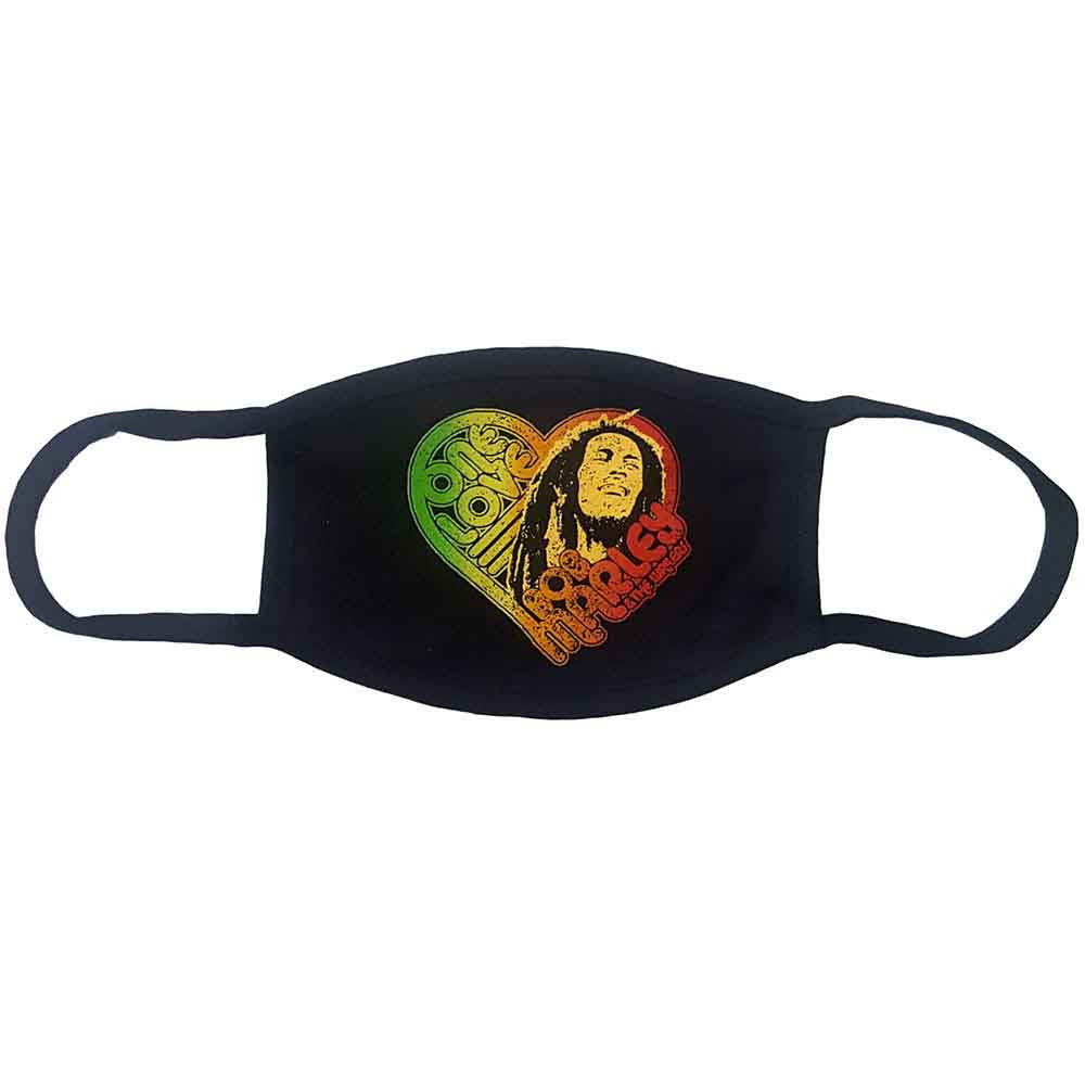 Bob Marley Face Mask: One Love Heart (Black)