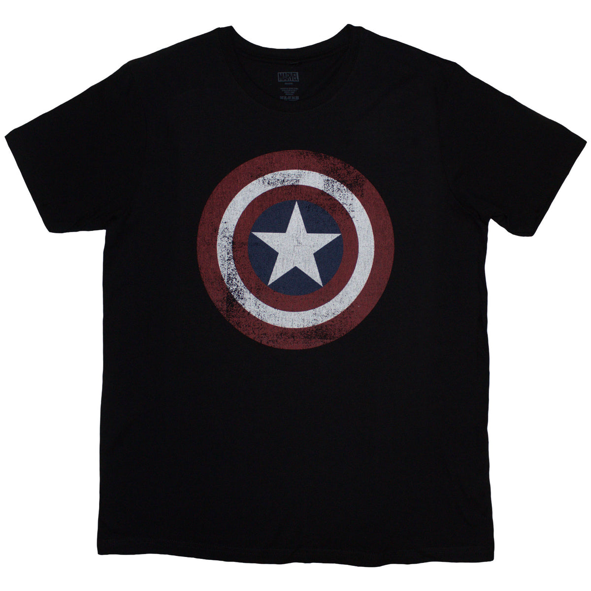 Marvel Comics Unisex T-Shirt: Captain America Distressed Shield (Black)