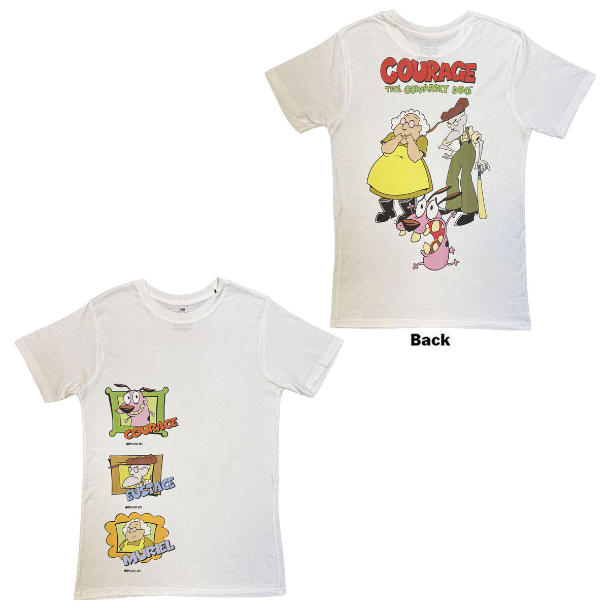 Courage The Cowardly Dog Unisex T-Shirt: F&B Jumbo (White) (Back Print)