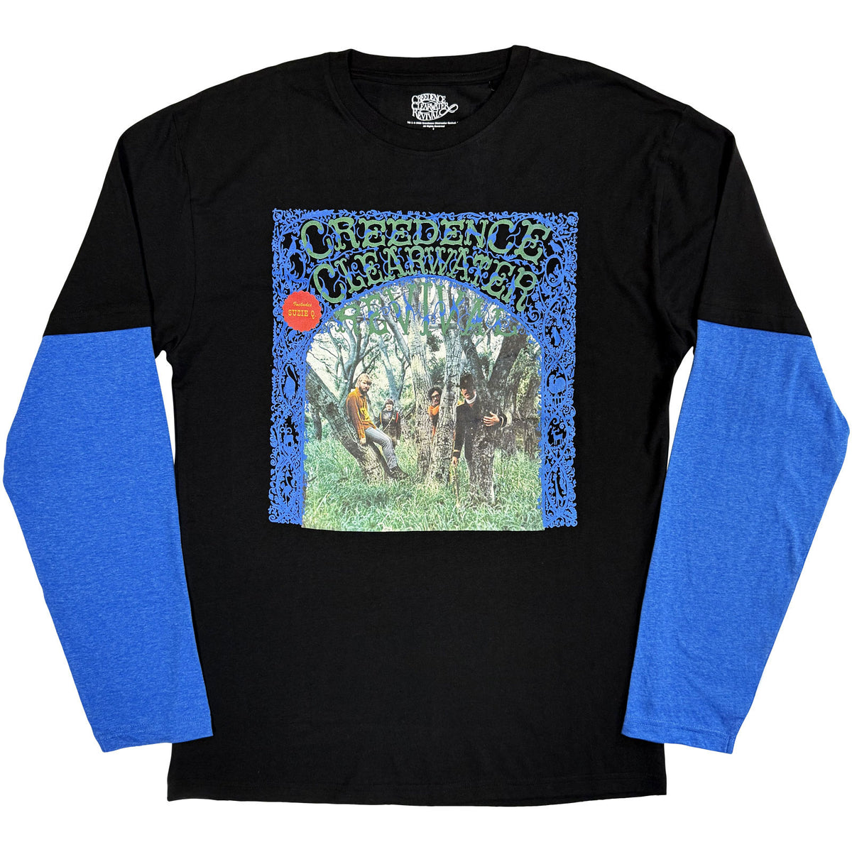 Creedence Clearwater Revival Unisex 2 In 1 Layered Long Sleeve T-Shirt: CCR Album (Black & Blue) (Back & Sleeve Print)