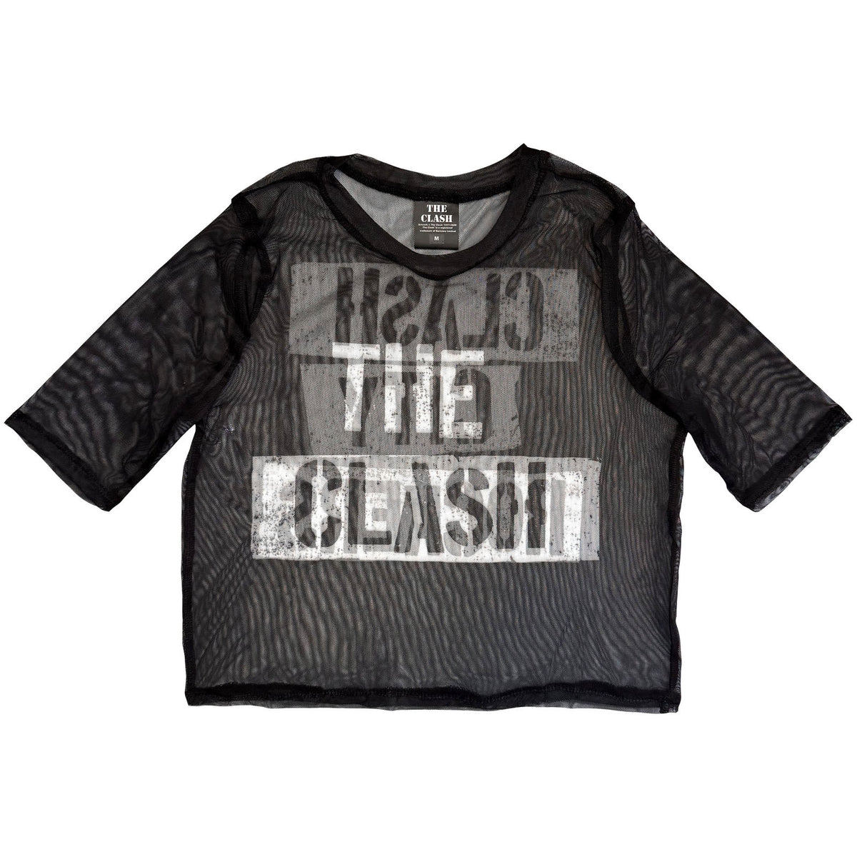 The Clash Ladies Mesh Crop Top: City Rockers (Black) (Front & Back)