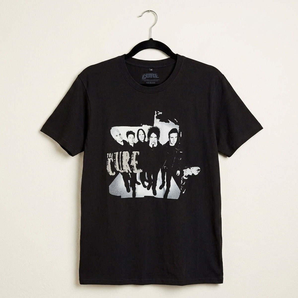 The Cure Unisex Premium Carbon T-Shirt: 40 Years Band Photo (Black)