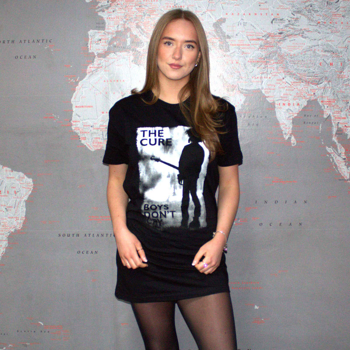 The Cure Ladies T-Shirt Dress: Boys Don't Cry Black & White (Black)