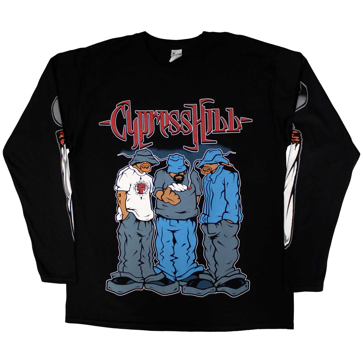 Cypress Hill Unisex Long Sleeve T-Shirt: Blunted (Black) (Sleeve Print)