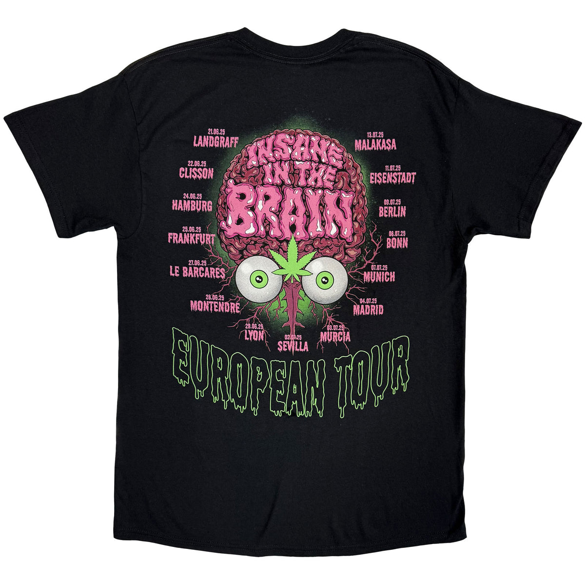 Cypress Hill Unisex T-Shirt: Insane In The Brain EU Tour '25 (Black) (Ex-Tour)