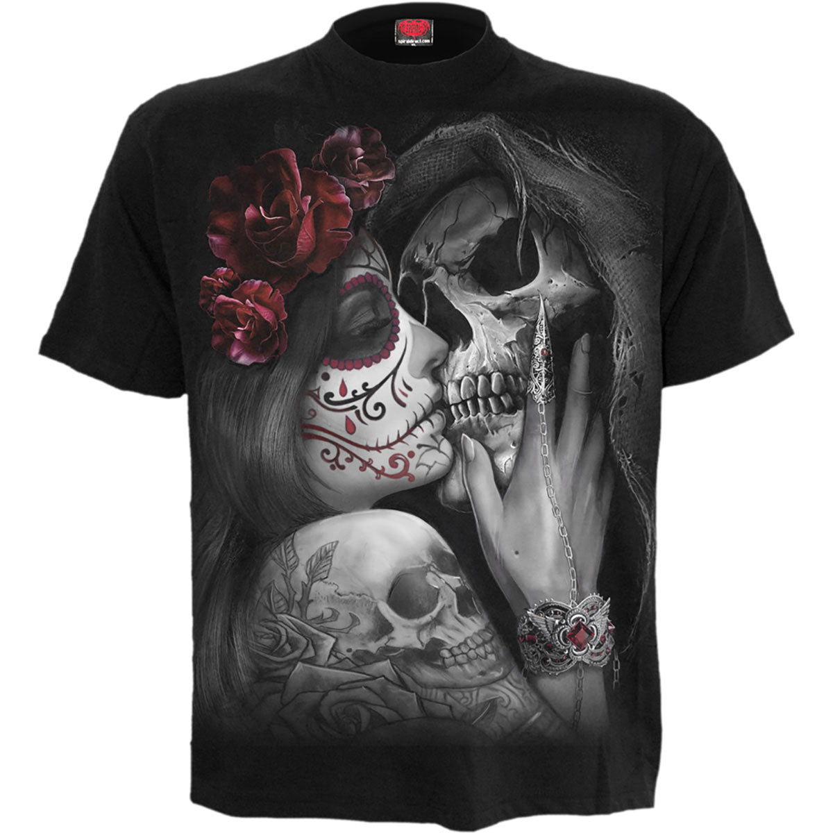 Spiral Unisex T-Shirt: Dead Kiss (Black) (Back Print)
