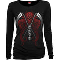 Spiral Ladies Long Sleeve Baggy T-Shirt: Reaperess (Black)